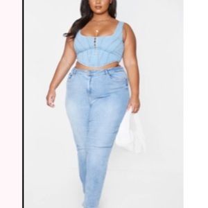 Plus Size Denim Crop Top